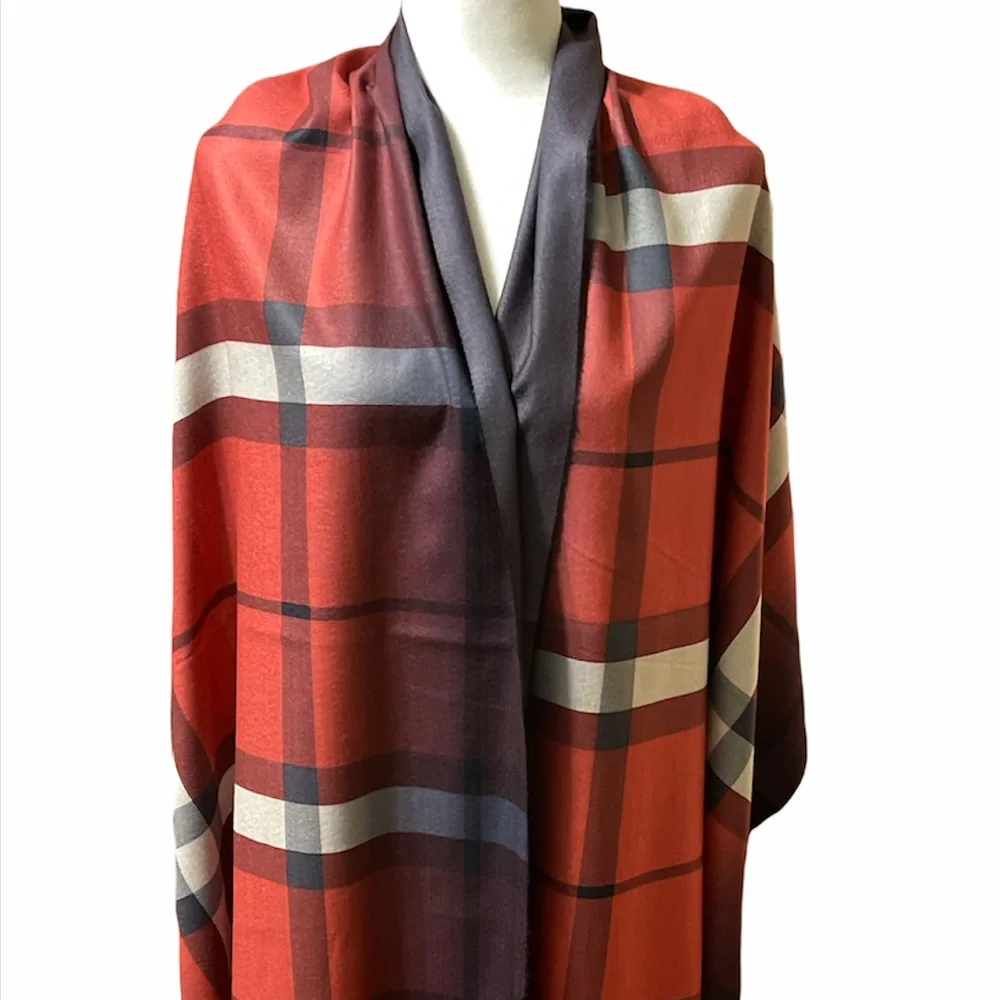 Soft RED Luxury Plaid Winter Scarf - Picture 4 of 6